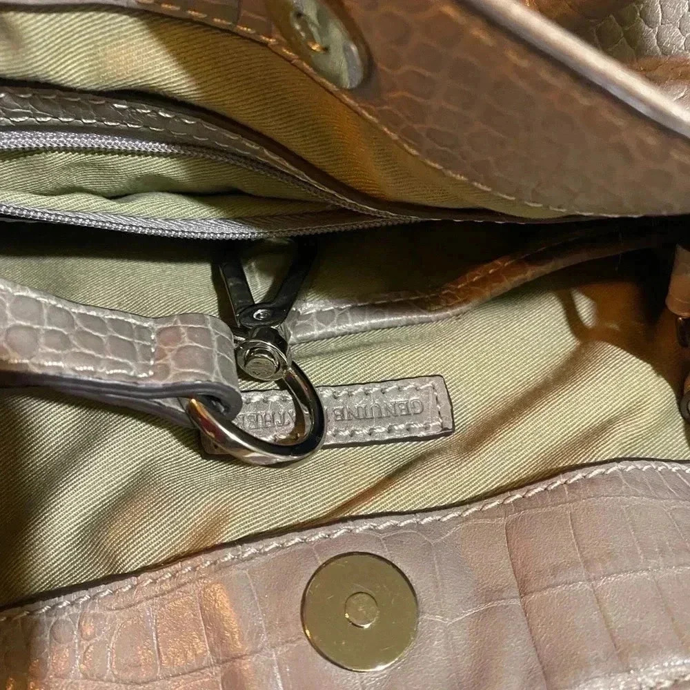 G.I.L.I. Grey leather satchel handbag - Picture 10 of 13